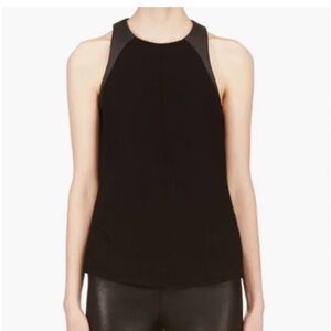 Rag & bone black vegan leather nudie sleeveless top size S
